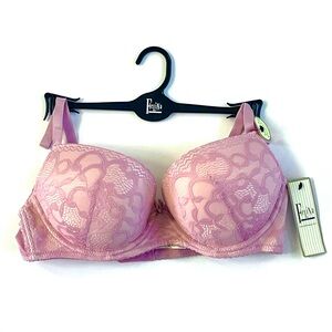 FELINA LINGERIE Mega Push Up Lace Padded Bra Pink Blush F5836 NWT